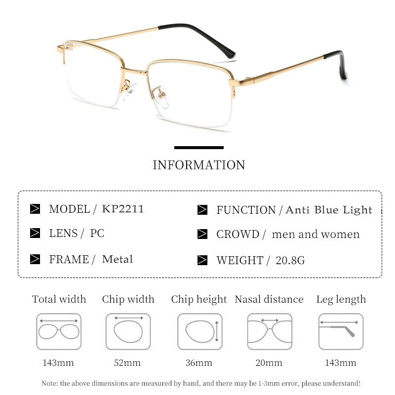 نظارات لونغكيبر بإطار شبه بدون إطار مضادة للإشعاع الأزرق للرجال والنساء نظارات واقية من الضوء الأزرق نظارات للحاسوب