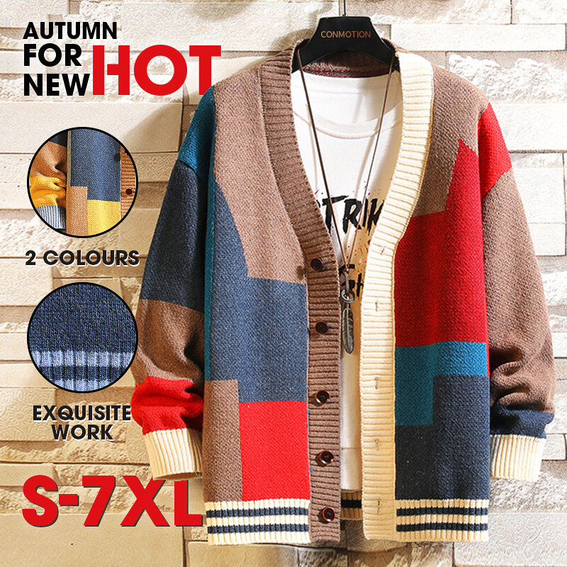 Cárdigans de punto para hombre, suéter con cuello en V, chaqueta de lujo, ropa de diseñador