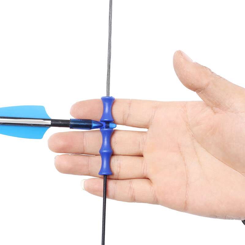 2 paquetes de arco y flecha, protector de dedo de silicona, equipo de protección de tiro con arco, posicionamiento de cuerda de arco, rodillo absorbente de golpes de goma