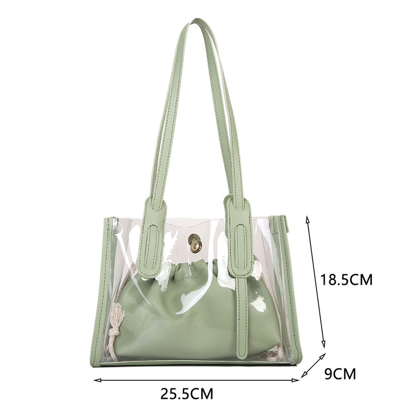 Transparent Shoulder Bags Fashion Women 's Bag PVC Clear PU Candy Jelly Totes Summer Beach Shopping Bags Portable Handbags