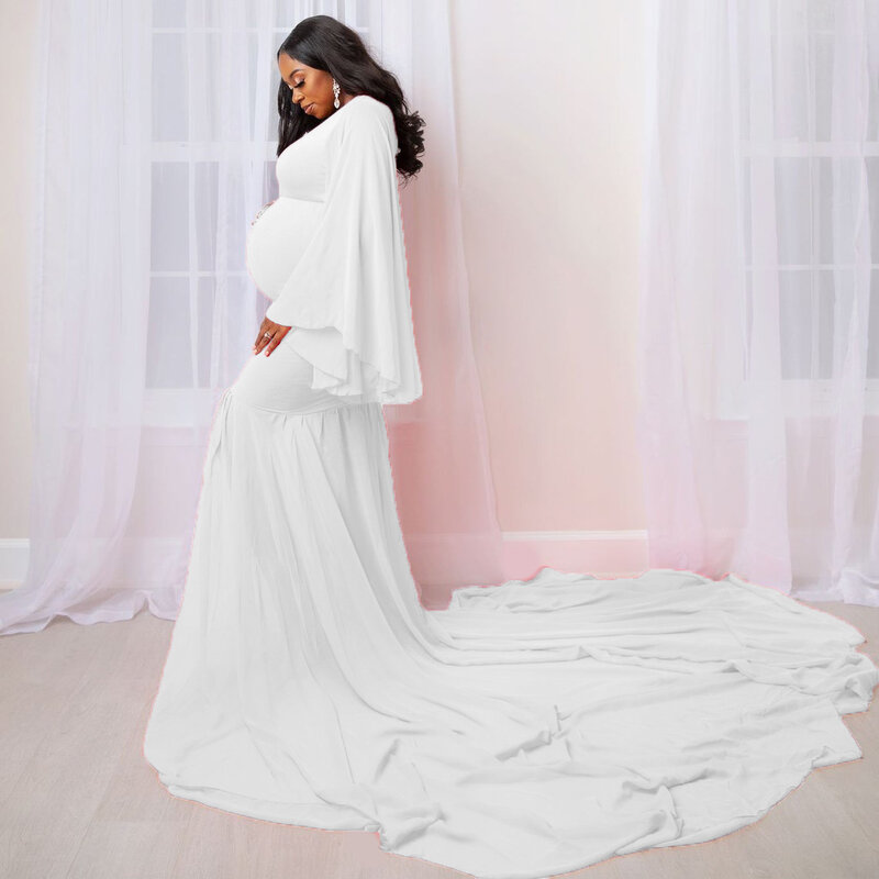 2022 macierzyński sesja zdjęciowa Maxi sukienki Baby Shower sukienki dla kobiet rozciągliwa kobieta w ciąży fotografia rekwizyty Sexy Dress