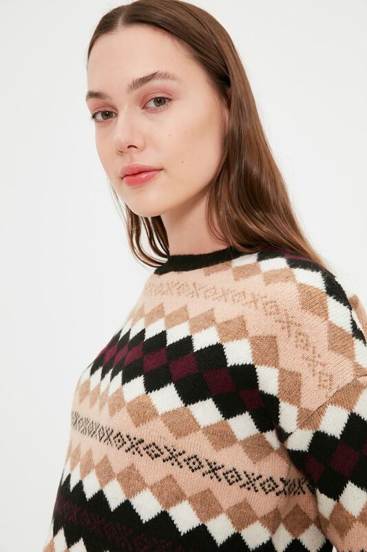 Trendyol Geometric Jacquard Knitwear Sweater TWOAW22KZ2078