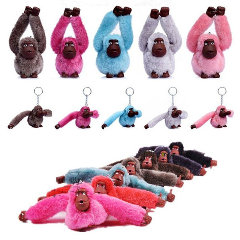 Porte-clés Mini gorille en fourrure pelucheux pour femme, mignon, Mini gorille, sur sac de voiture, bijoux de bibelot, fête de mariage, jouets pour enfants, cadeau