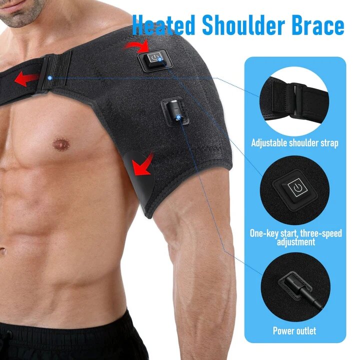Almofada de aquecimento de ombro aquecida envoltório-3 níveis de calor almofada de aquecimento para dor de ombro para homens