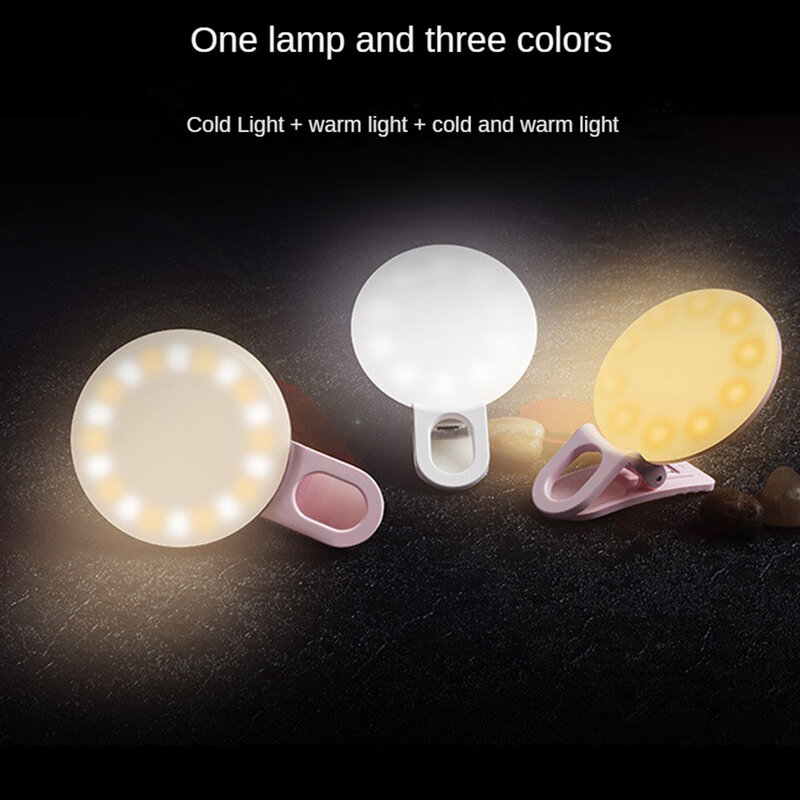 Anneau lumineux en silicone pour selfie, lumière blanche, lampe de remplissage portable, accessoires de bureau, lumière d'appoint multifonctionnelle pour selfie en direct, 1 à 4 pièces