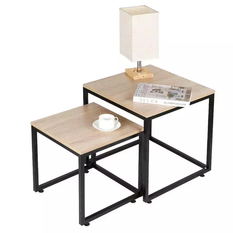 Table basse nordique en bois, carrée, moderne, canapé latéral amovible, mobilier de salon, grande et petite Table basse HWC