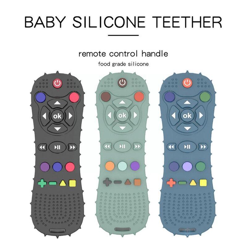 Silikonowy Baby Teether kształt kontroli pilot do telewizora dla dzieci w wieku 6-12 miesięcy zabawka ząbkowanie dziecko gryzak dzieci sensoryczne edukacyjne do P7c2