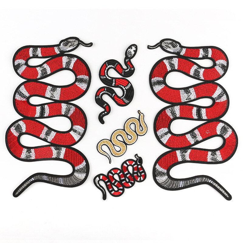 Pegatinas de parche bordado de planchado de serpiente de dibujos animados para ropa de paseo Punk DIY, pegatina trasera de chaqueta, Parche de motorista, insignia de decoración