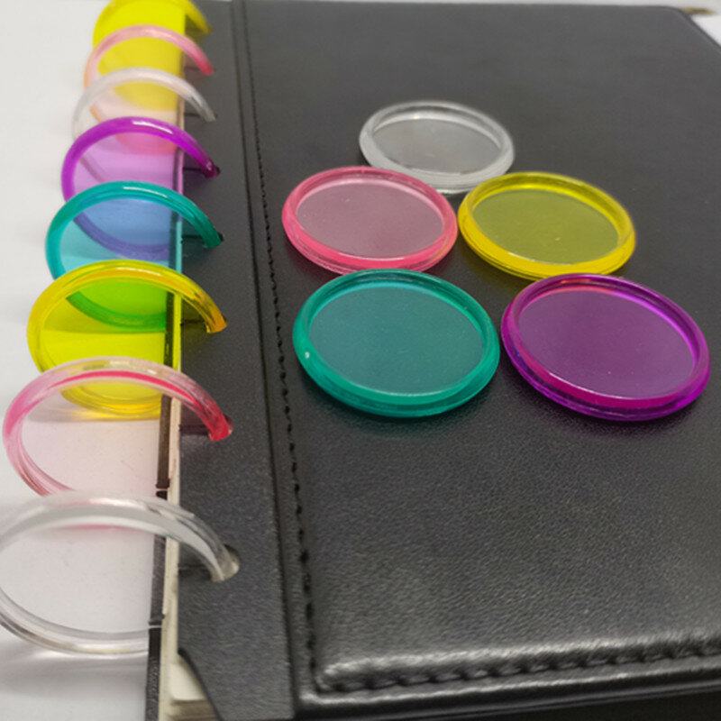 100PCS35MM Transparan Jelly Warna Plastik Mengikat Cincin Gesper Notebook Longgar Daun Jamur Lubang Mengikat Disk