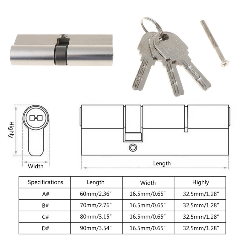 Double Open Lock Door Window Security 60 70 80 90mm Cylinder Key Anti-Theft Entrance Brass Door Lock Lengthened Core 2022 New