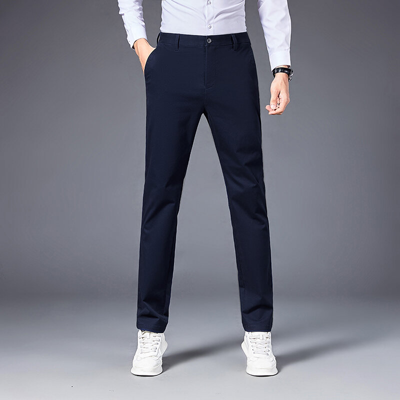 Летние повседневные брюки, корейские деловые хлопковые приталенные штаны, трендовые мужские брюки