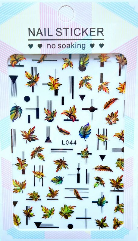 1 Buah Desain Musim Dingin Katun Holo Kupu-kupu Daun dengan Garis 3D Stiker Kuku Bunga Musim Semi Transfer Slider Art Decals Decoratoin
