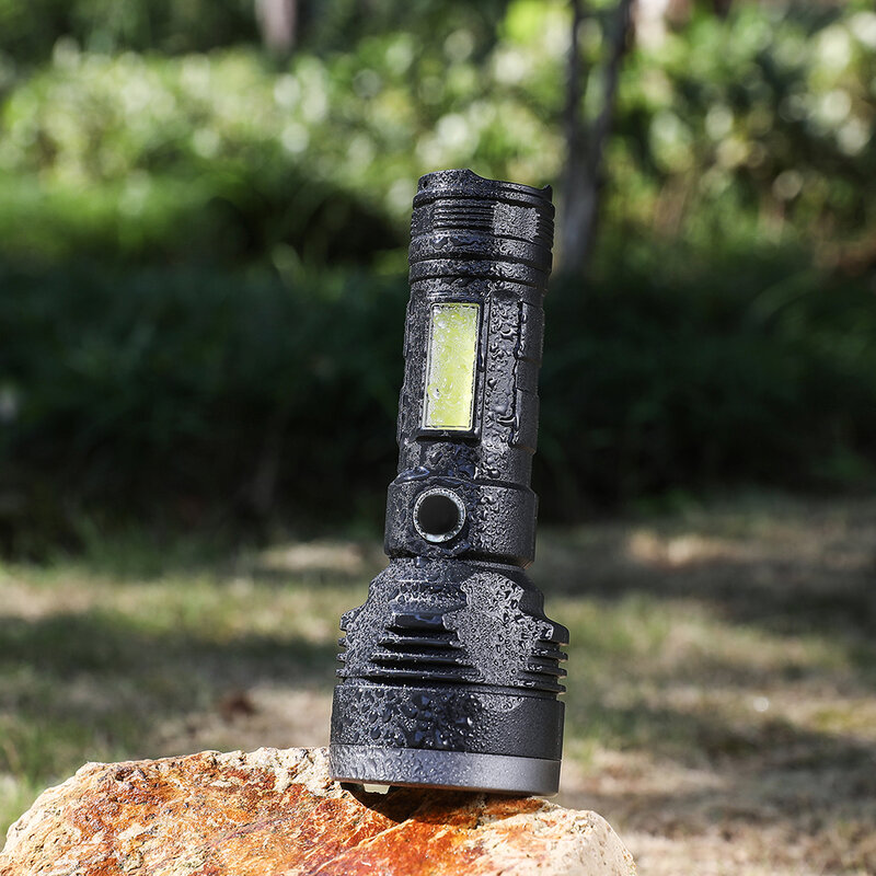 Zhiyu-lanterna recarregável p50, luz forte, 3 modos de luz, bateria embutida, estável, portátil, à prova d'água, pesca ao ar livre