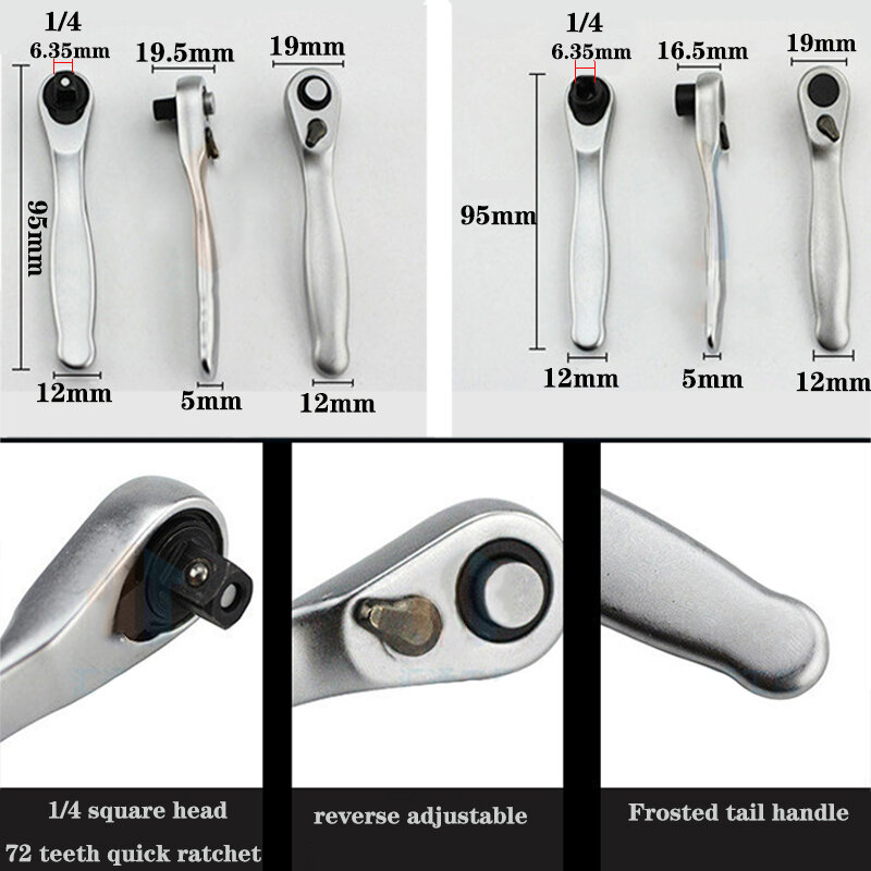 Mini Llave de trinquete de 1/4 pulgadas, herramienta de punta de destornillador, llave de 72 dientes, Universal, herramientas para bicicleta