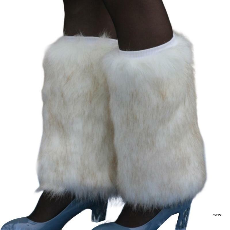 ขนสัตว์ขาอุ่น Womens Fuzzy Furry แบบฟูสั้นรองเท้าคริสต์มาส Faux Fur Boot Cuffs สำหรับหญิงเครื่องแต่งกาย