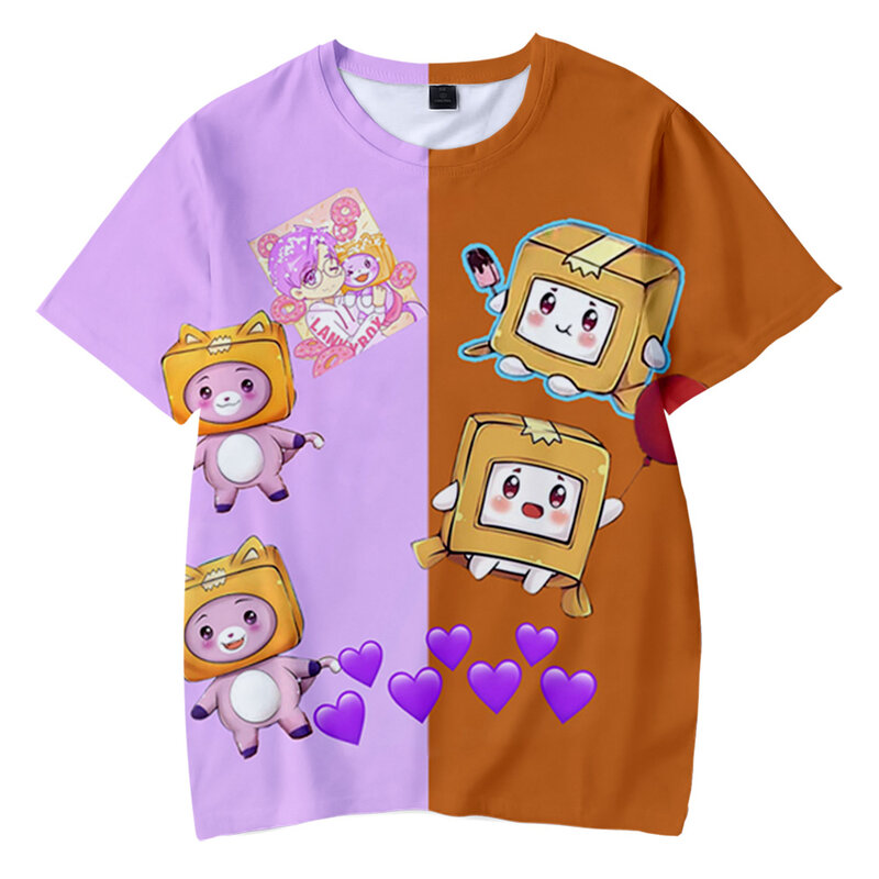 Lankybox-camisetas con estampado 3D para niños y niñas, camiseta de manga corta a la moda, ropa de calle informal para niños, gran oferta