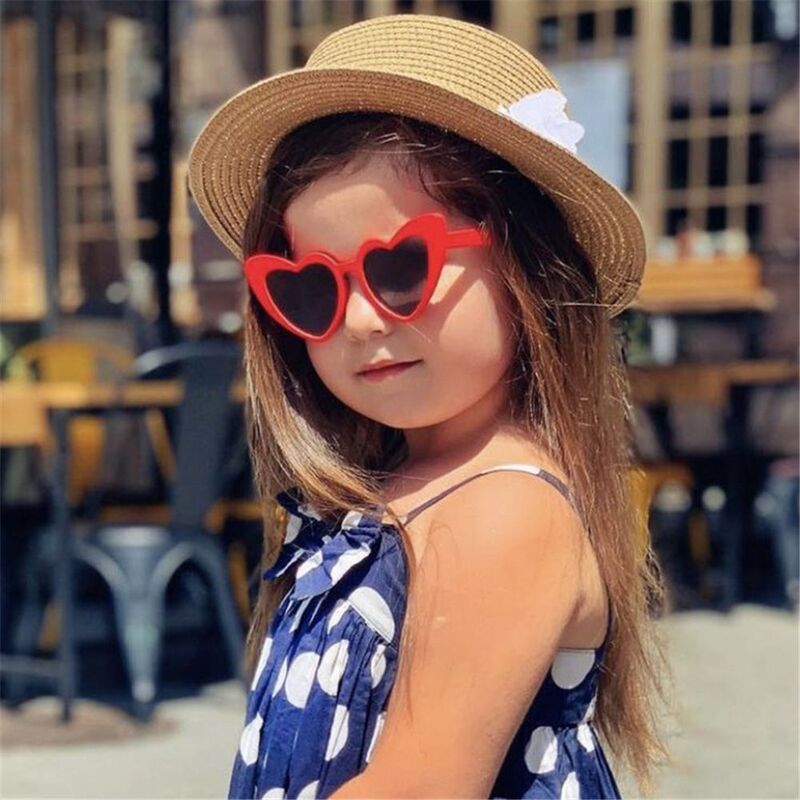 Óculos uv400 proteção moda crianças óculos de sol crianças amor coração óculos de sol em forma de coração