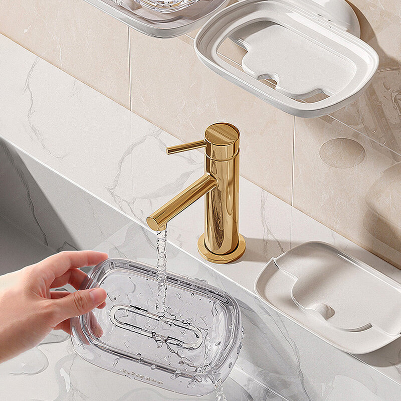 Joybos Double Layer Soap Dish No Drilling Soap Holder Box Bathroom Drain Water Shower Soap Box Plastic Bathroom Accessories