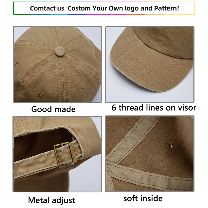 Topi Ayah Katun Dicuci Distressed Vintage untuk Pria Wanita dengan Nama Cetak Huruf Topi Bisbol Bordir Logo Kustom