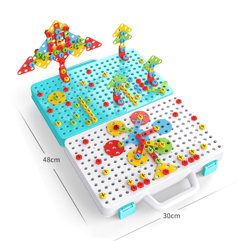 Vite di perforazione 3D creativo mosaico Puzzle giocattoli per bambini mattoni da costruzione giocattoli bambini fai da te trapano elettrico Set ragazzi giocattolo educativo