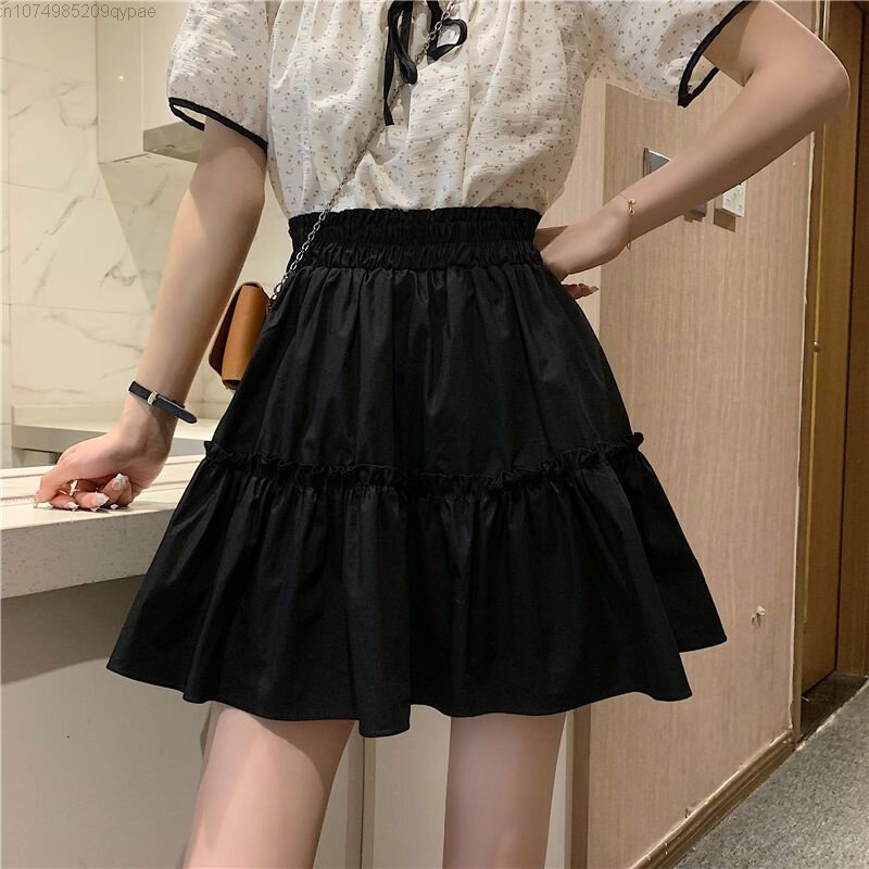 Minifaldas con volantes para mujer, vestido Sexy Harajuku de cintura alta con costuras de línea A, moda de verano, 2023