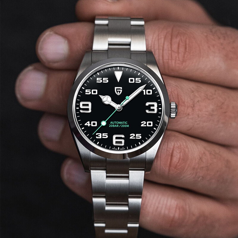 Pagani design 40mm masculino relógio de pulso mecânico aço inoxidável à prova dwaterproof água relógio automático luxo safira ar vidro relógios para homem