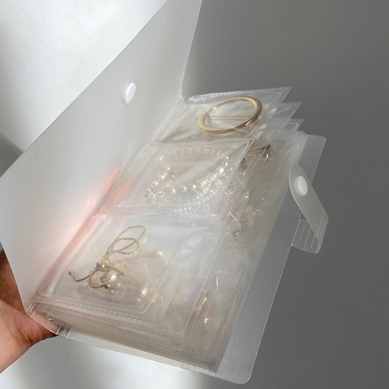 ZLALAHAJA Tas Organiser Perhiasan Antioksidasi Tas Penyimpanan Kemasan Kecil Plastik Cincin Gelang Kalung Transparan
