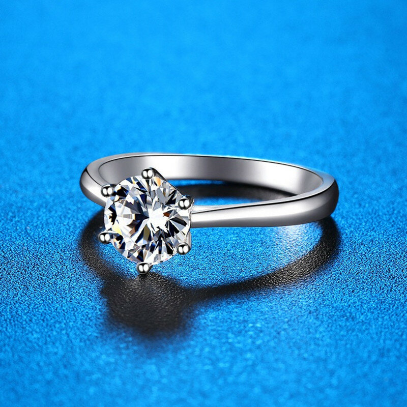 925 srebrny pierścionek 1 karatowy 2 karatowy 3 karatowy klasyczny damski styl Moissanite diamentowy pierścionek wesele pierścionek jubileuszowy