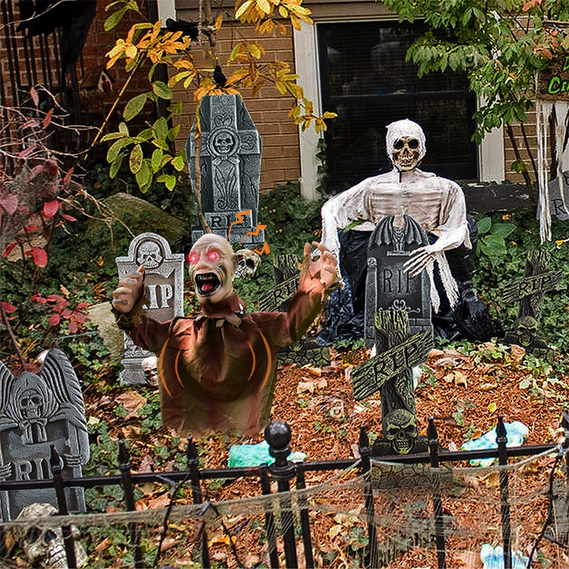Columpio de Halloween, Control de sonido fantasma, muñeca de miedo, tierra de terror, enchufable, accesorios de miedo, decoración de casa encantada de jardín al aire libre