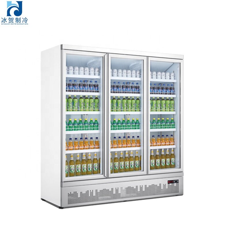신선 유지 캐비닛 냉동고 3 도어 음료 냉장 디스플레이 캐비닛 상업용 4 도어 냉장고 슈퍼마켓