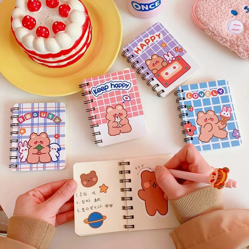 Cancelleria coreana Cartoon Anime Sweet Ins Wind Bear Bunny Coil studente quaderno portatile manuale Mini Journal Planner Tearable