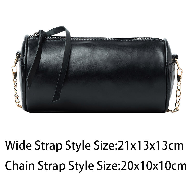 Round Pillow Bags Women Crossbody Bag PU Leather Black Fashion Versatile Barrel-shaped Korean Casual Chic Style Shoulder Bags