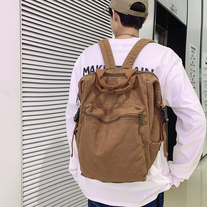 Fashion Retro Canvas Backpack for Women Men Large Capacity Travel Student School Bag Zipper Shoulder Rucksack Designer Handbags
