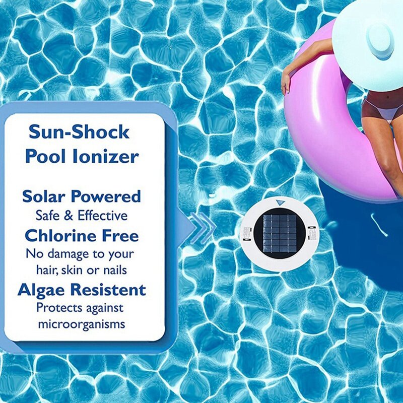 Solar Pool-Ionizer,Copper Silver Ion Swimming Pool Purifier Water Purifier,Kills-Algae Pool Ionizer for Outdoor Hot Tub