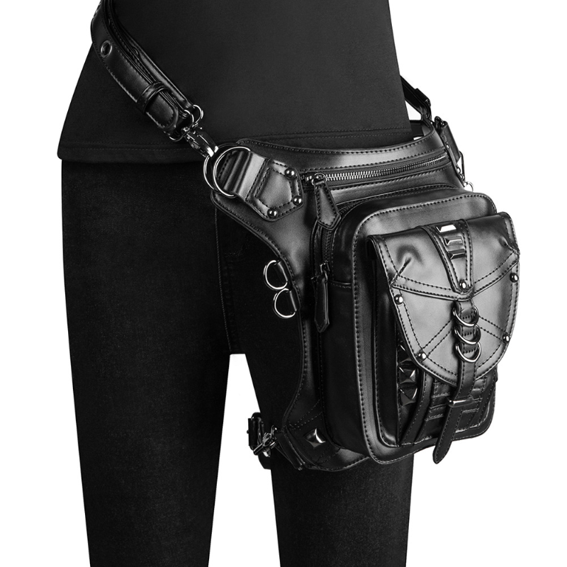 New medieval style punk shoulder messenger bag motorcycle bag outdoor leisure mobile phone pocket high-grade PU material