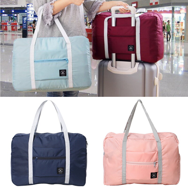 Women Travel Bags Tote Holiday Accessories Lettern Print Folding Carry-on Duffle Handbag Garment Storage Large Grocery Organizer
