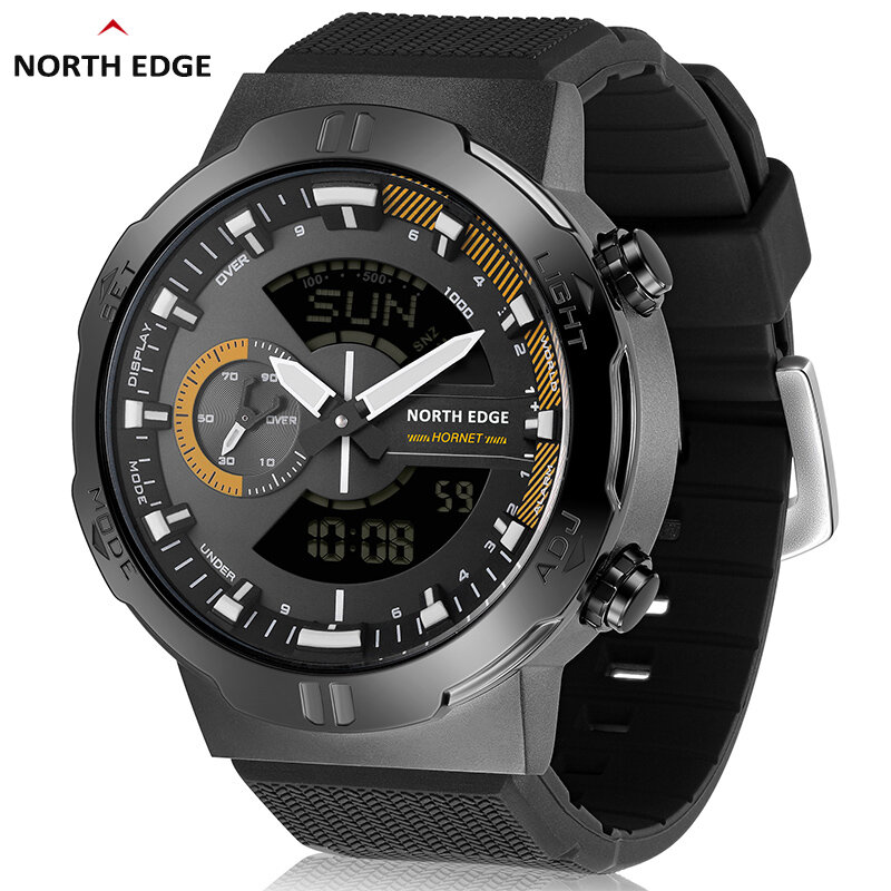 Часы наручные NORTH EDGE мужские цифровые, спортивные водонепроницаемые с подсветкой скорости и временем, для бега, велоспорта, 50 м, 2022