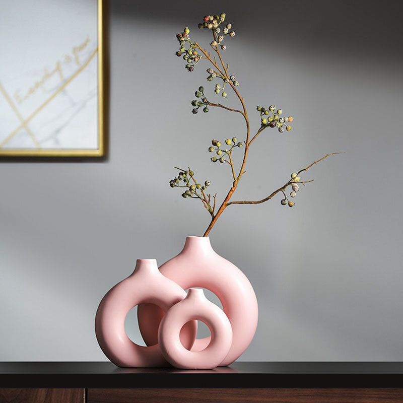 Multicolorido cerâmica vaso de flores decoração para casa moderna círculo arte vasos arranjo flor tv gabinete decoração mobiliário artesanato