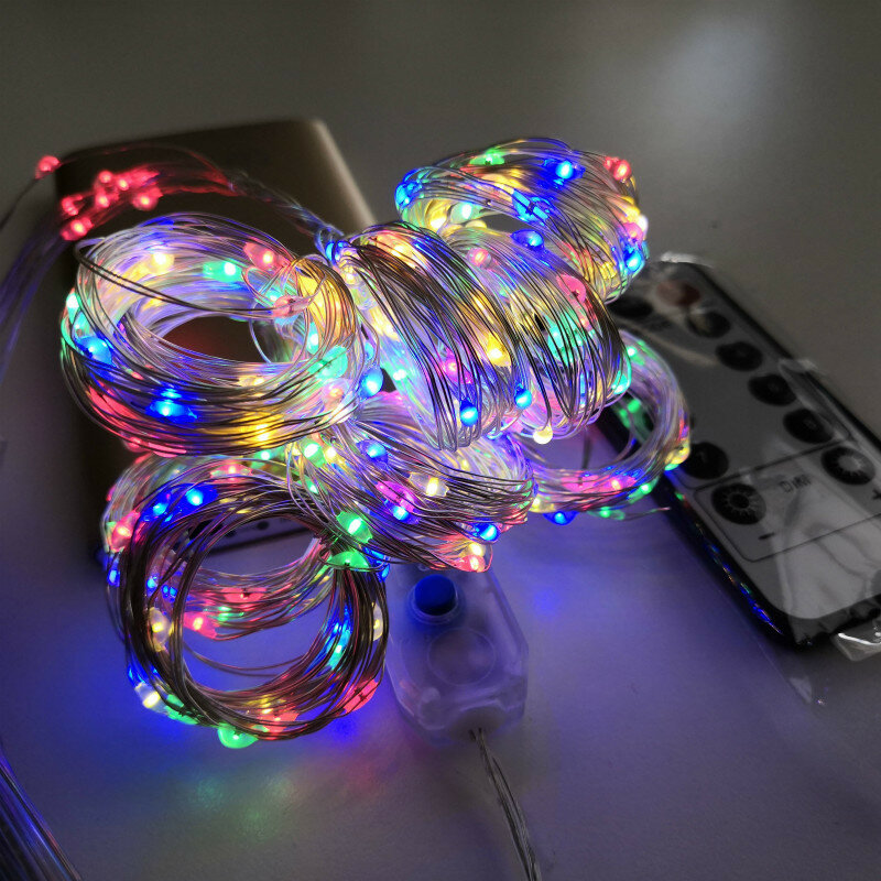Luces de decoración LED de 3M, guirnalda de hadas de 8 modos, cadena de luz de cortina, USB, luz de decoración navideña con lámpara de Año Nuevo remota
