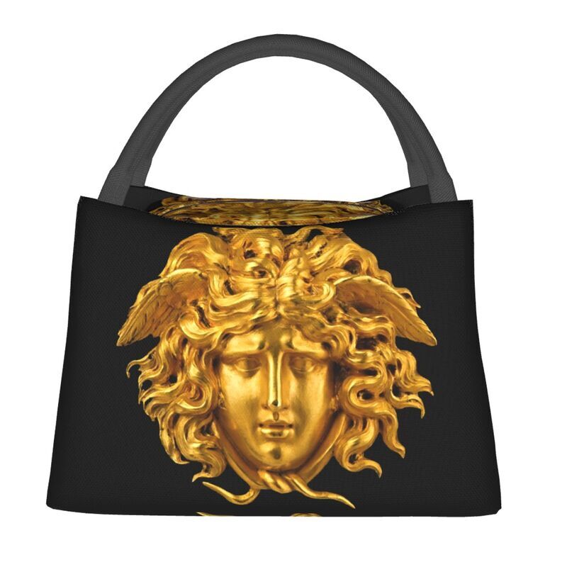 Greek mythology-女性のためのハロウィーンのスネークヘアフレークプリント断熱ランチバッグ,再利用可能なサーマルおよびランチボックス