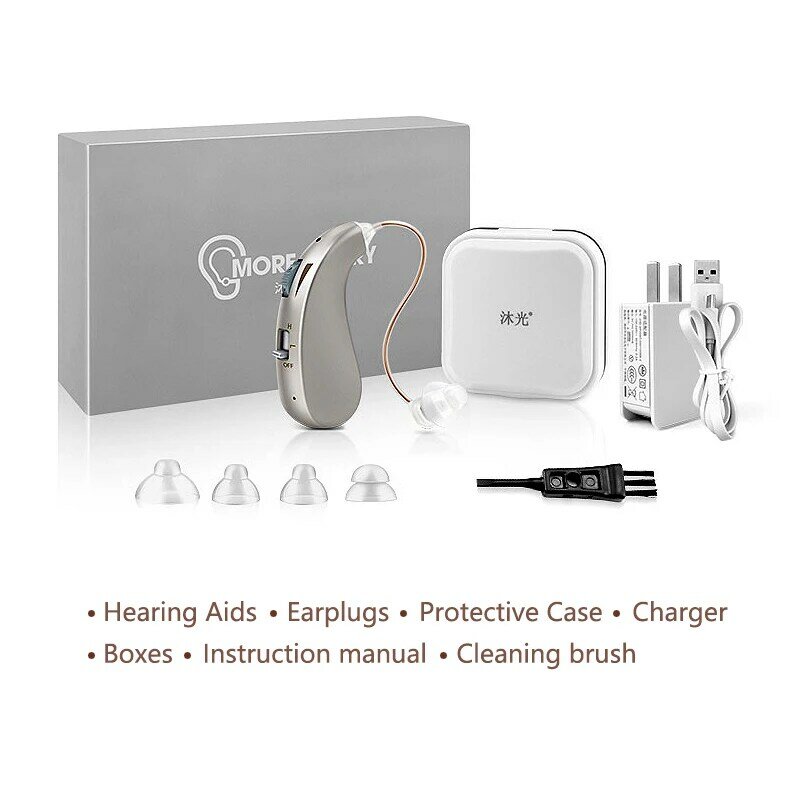 Audífonos invisibles para sordos recargables, auriculares de sordera de alta calidad, pérdida auditiva leve a grave