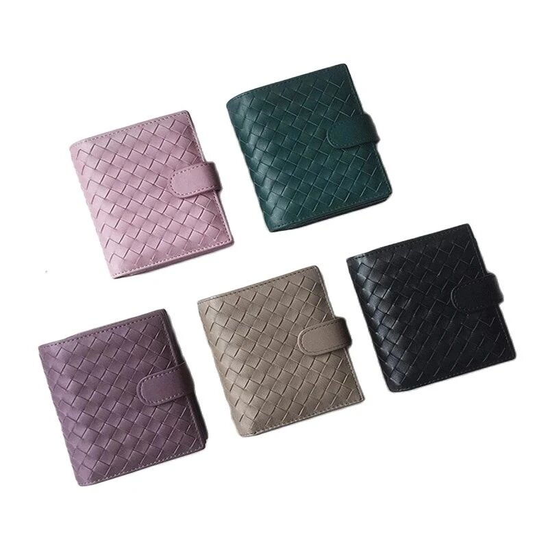 100% echte Schafe Leder Brieftasche Luxus Marke Sheepkin Leder Woven Münze Zipper Lagerung Tasche Multi Karte Bilfold Brieftasche Geldbörse