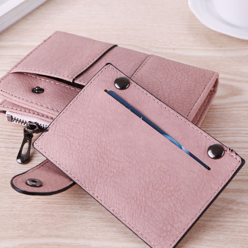 Frauen Brieftasche Einfache Retro Nieten Kurze Brieftasche Geldbörse Karte Halter Handtasche für Mädchen Geldbörse Kleine Brieftasche Damen Bolsa Feminina