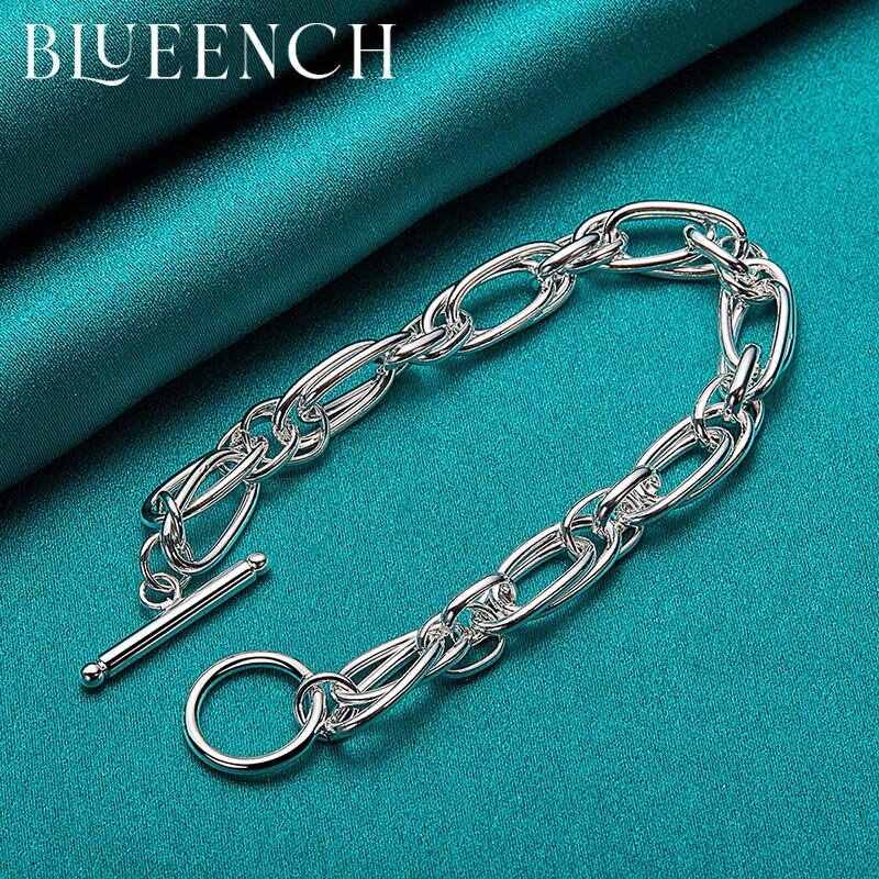 Blueench 925 prata esterlina simples ot chain pulseira para homem e mulher casual festa personalidade moda jóias