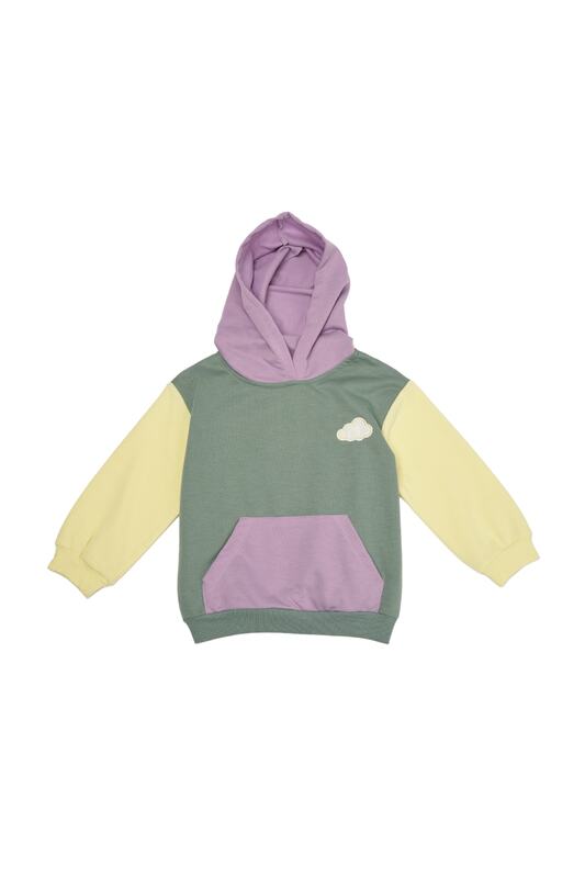 Trendyol Mit Farbe Block Patch Bestickt Weibliche Kind Gestrickte Sweatshirt TKDAW22SW0310