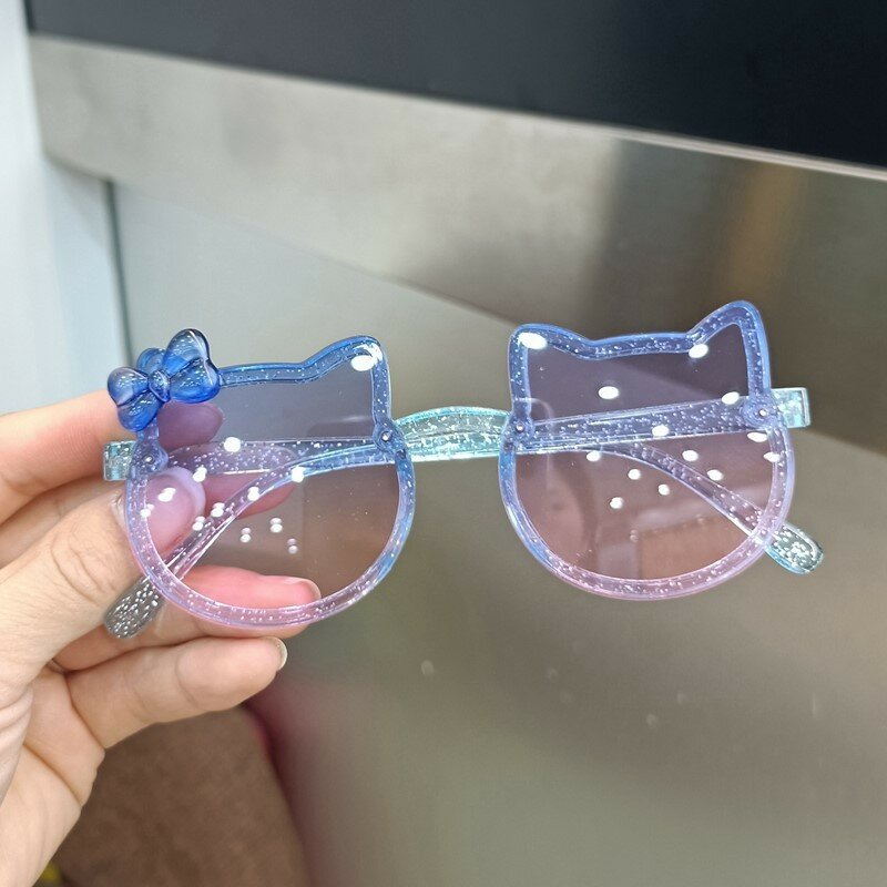 Summer Cute Hello Kitty Sunglasses Acrylic Bow Outdoor Protection Sun Glasses Baby Girls Classic Kids Boy UV400 Eyewear Children