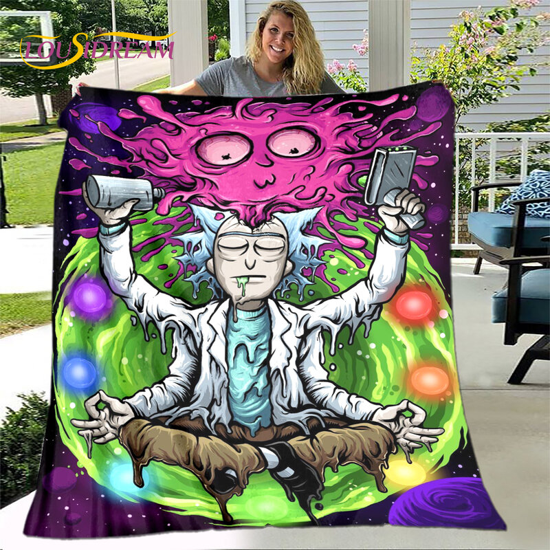 Cartoon Rick Blanket,Flannel Blanket Soft Throw Blanket,Sherpa Warm Blanket Children's Blanket for Bedroom Beds Sofa Couch Gifts