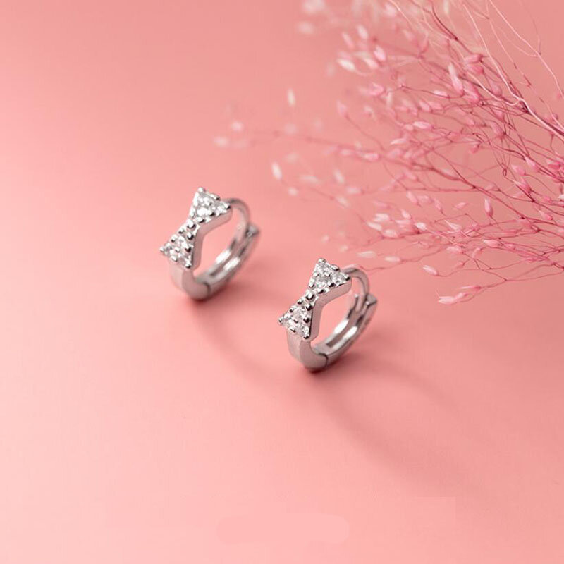 Veri orecchini a cerchio in zircone chiaro con farfalle brillanti alla moda in argento Sterling 925 per gioielli da donna per ragazze