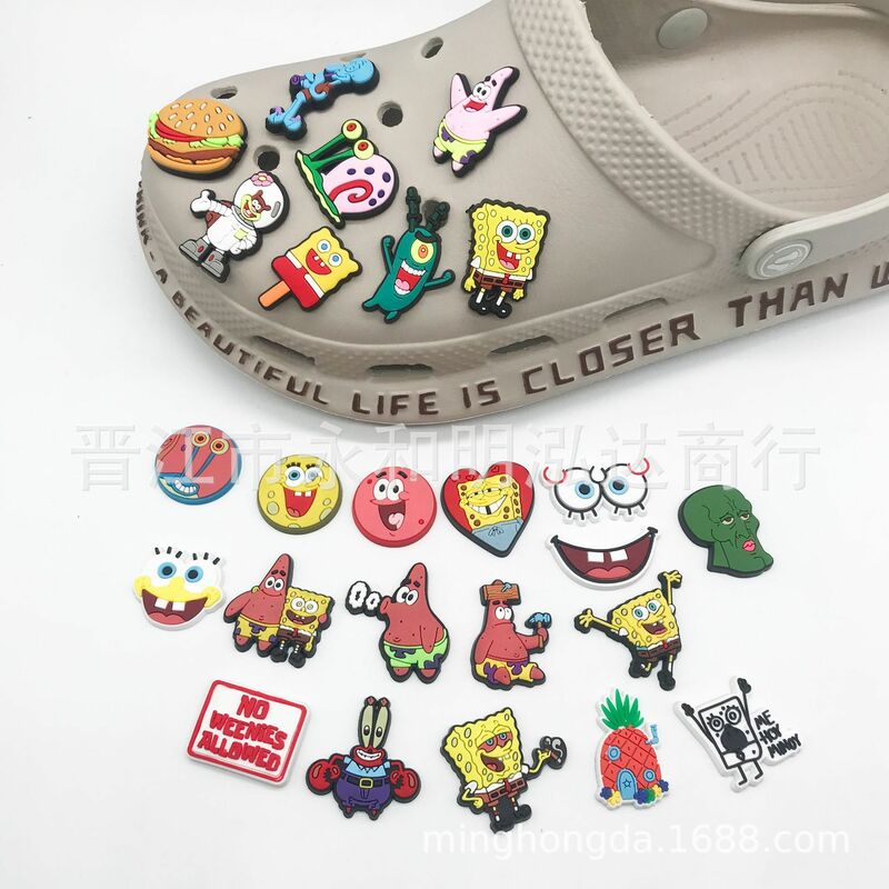 1pcs Cute Sponge Animal Anime Shoe Buckle Crocs Charms Cartoon Character Jibbitz for Crocs Accessories Kids X-mas Birthday Gifts