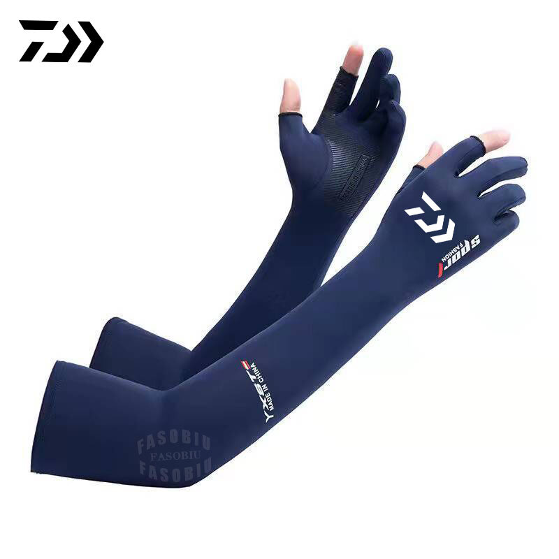 Summer Ice Silk Two-Finger Fishing Sleeves Arm Cover Sunscreen Men's Women Outdoor Sports Cycling Camping Soft Sleeves